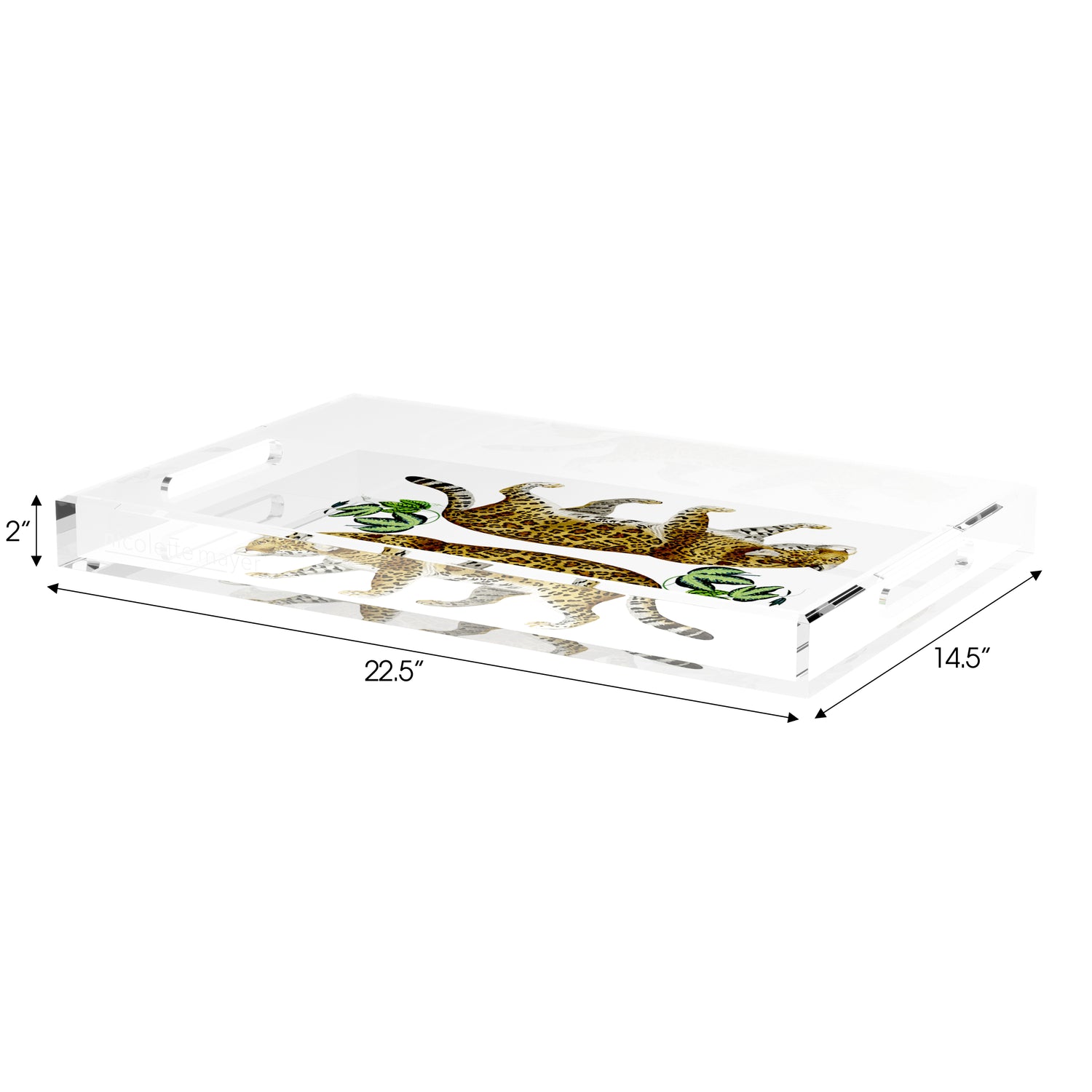 Leopard Seeing Double White 22.5X14.5 Acrylic Tray - nicolettemayer.com
