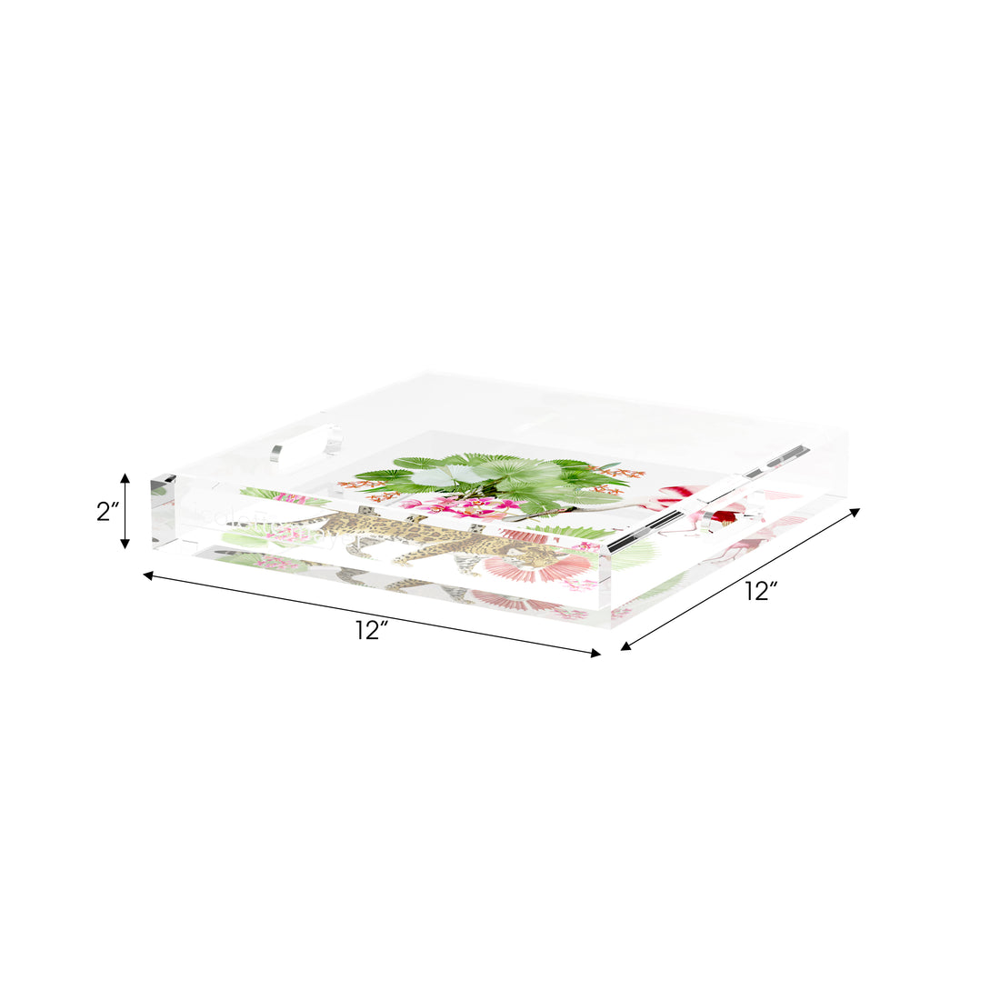Leopard Walk Colorful 12X12 Acrylic Tray - nicolettemayer.com
