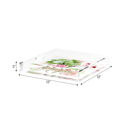Leopard Walk Colorful 12X12 Acrylic Tray - nicolettemayer.com
