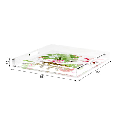 Leopard Walk Colorful 15X15 Acrylic Tray - nicolettemayer.com
