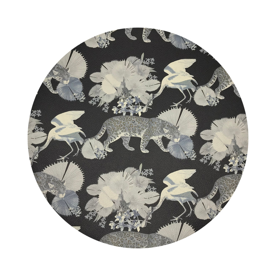 Leopard Walk Black 16&quot; Round Pebble Placemats, Set Of 4 - nicolettemayer.com