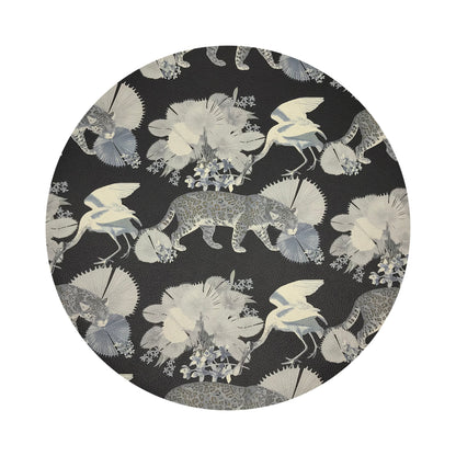 Leopard Walk Black 16&quot; Round Pebble Placemats, Set of 4 - nicolettemayer.com

