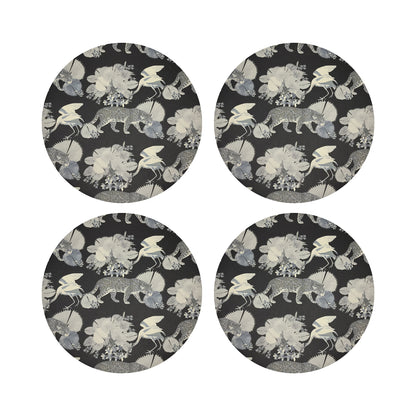 Leopard Walk Black 16&quot; Round Pebble Placemats, Set of 4 - nicolettemayer.com

