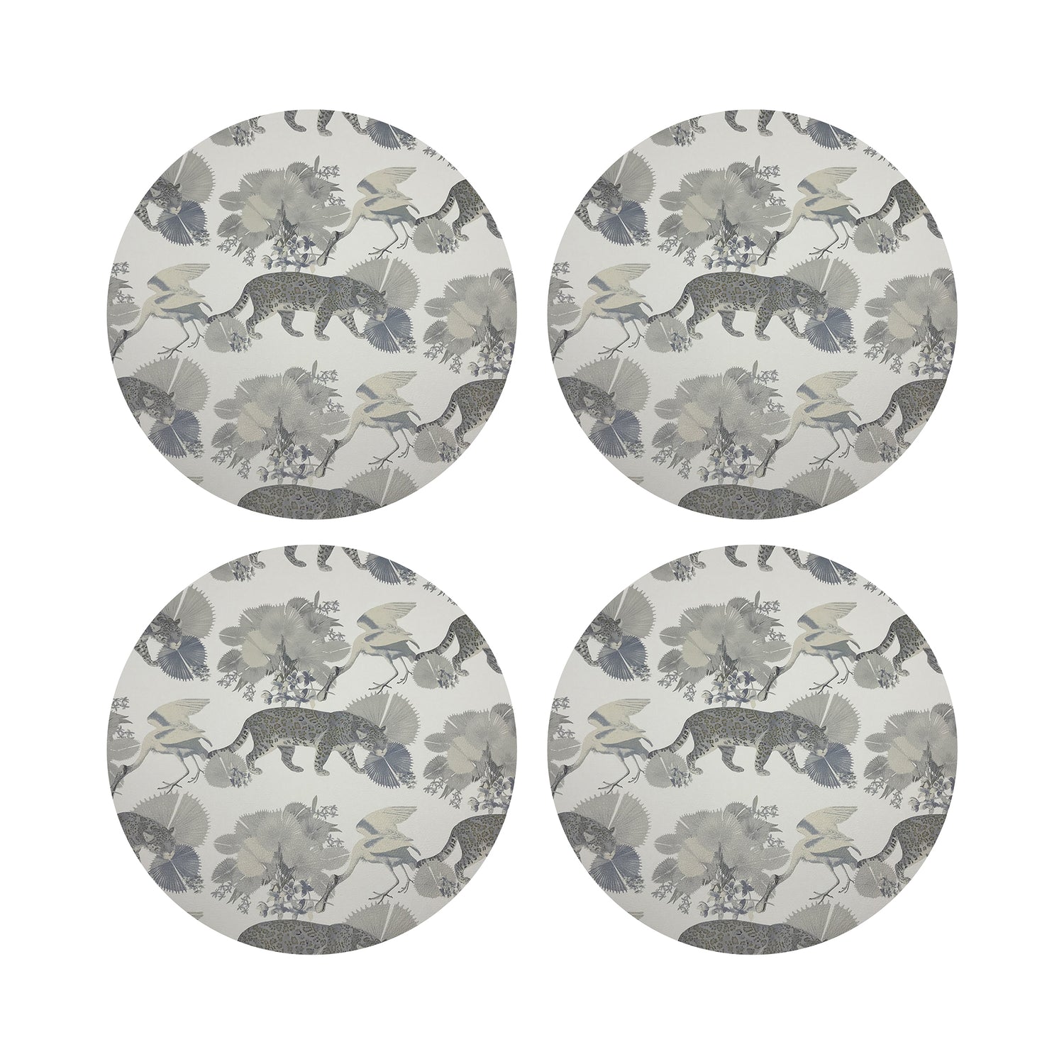 Leopard Walk Cameo 16&quot; Round Pebble Placemats, Set of 4 - nicolettemayer.com
