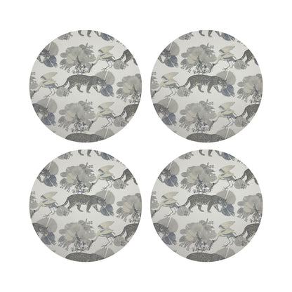 Leopard Walk Cameo 16&quot; Round Pebble Placemats, Set of 4 - nicolettemayer.com
