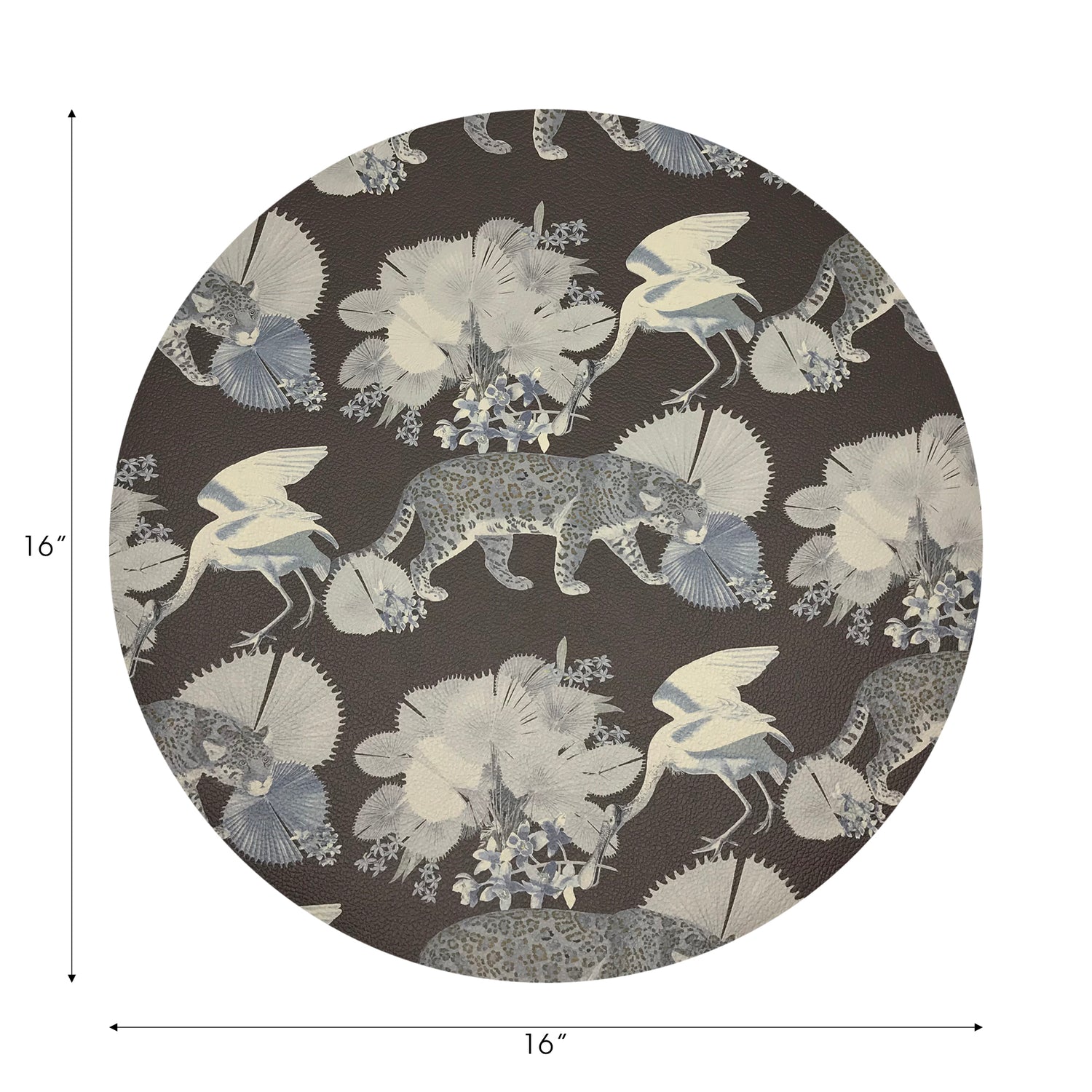 Leopard Walk Chocolatte Vegan Leather Round Pebble Placemat - nicolettemayer.com