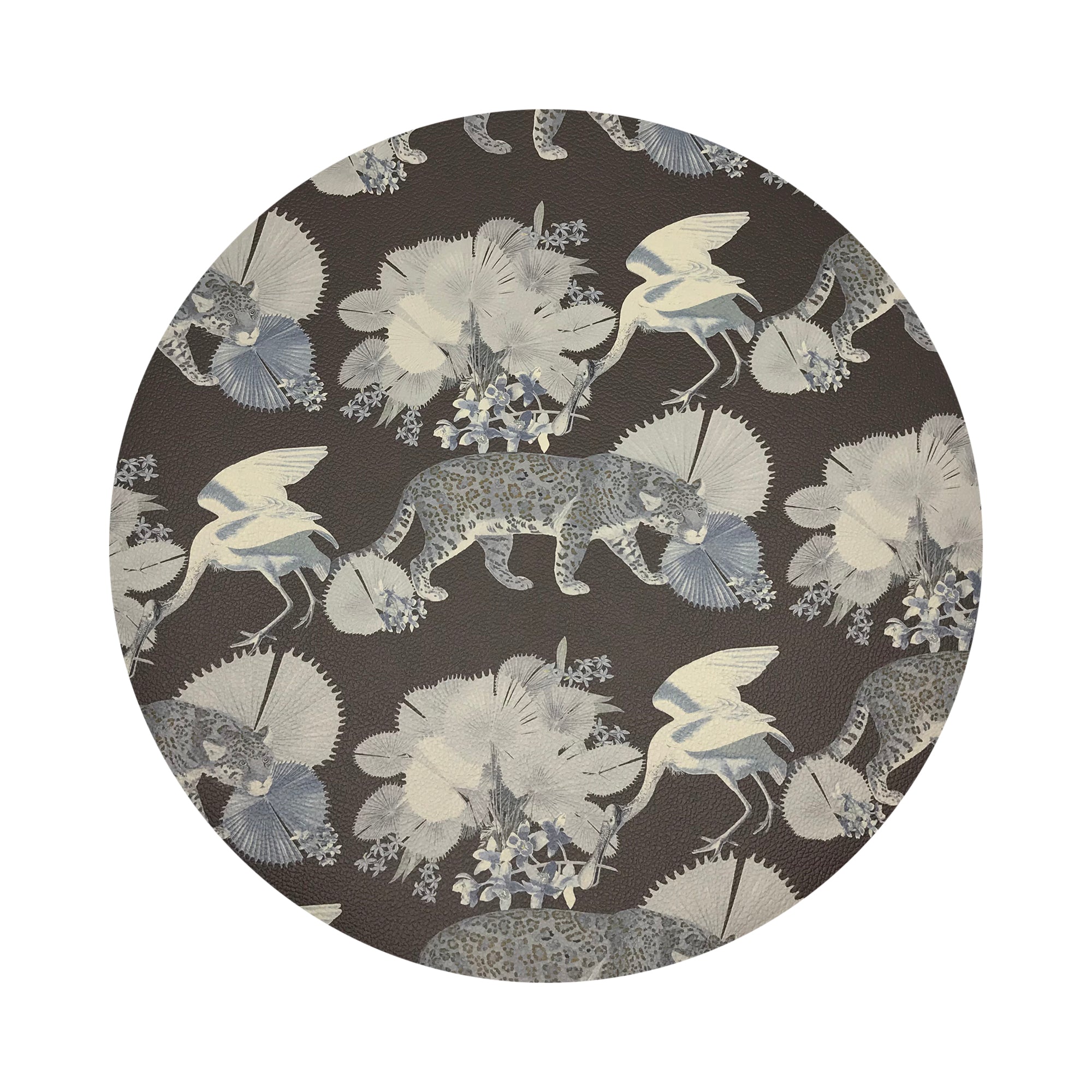 Leopard Walk Chocolatte 16&quot; Round Pebble Placemats, Set of 4 - nicolettemayer.com
