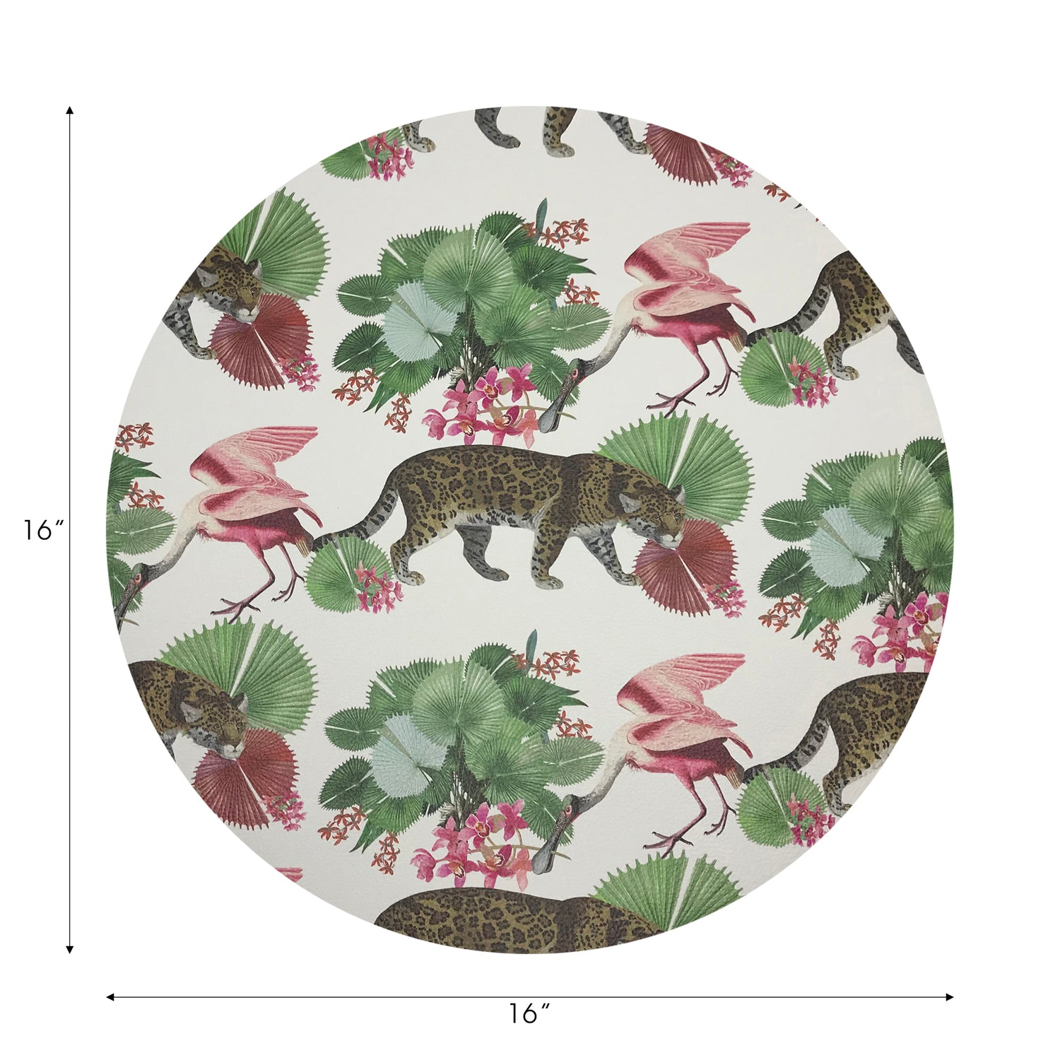 Leopard Walk Colorful Vegan Leather Round Pebble Placemat - nicolettemayer.com