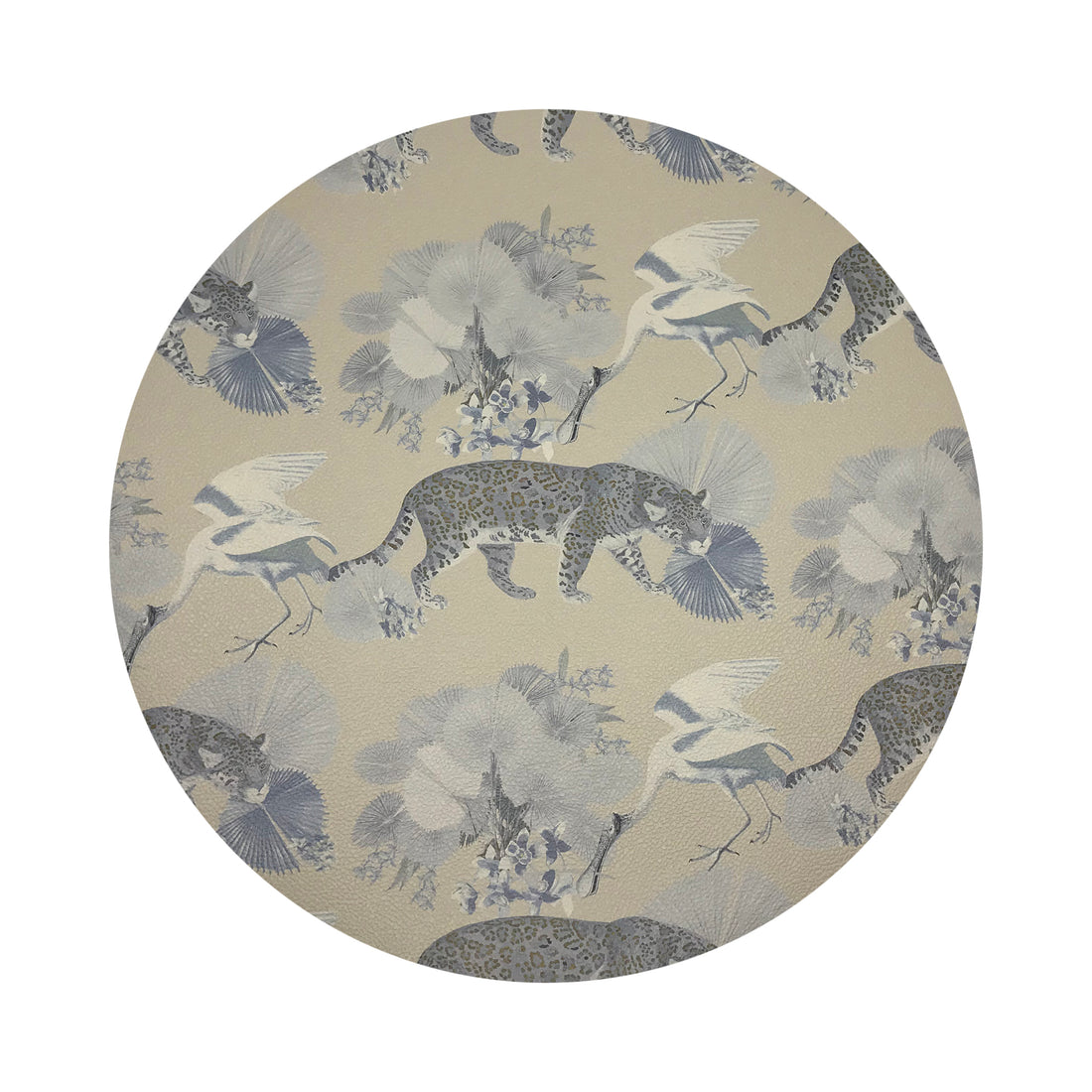 Leopard Walk Cream 16&quot; Round Pebble Placemats, Set Of 4 - nicolettemayer.com