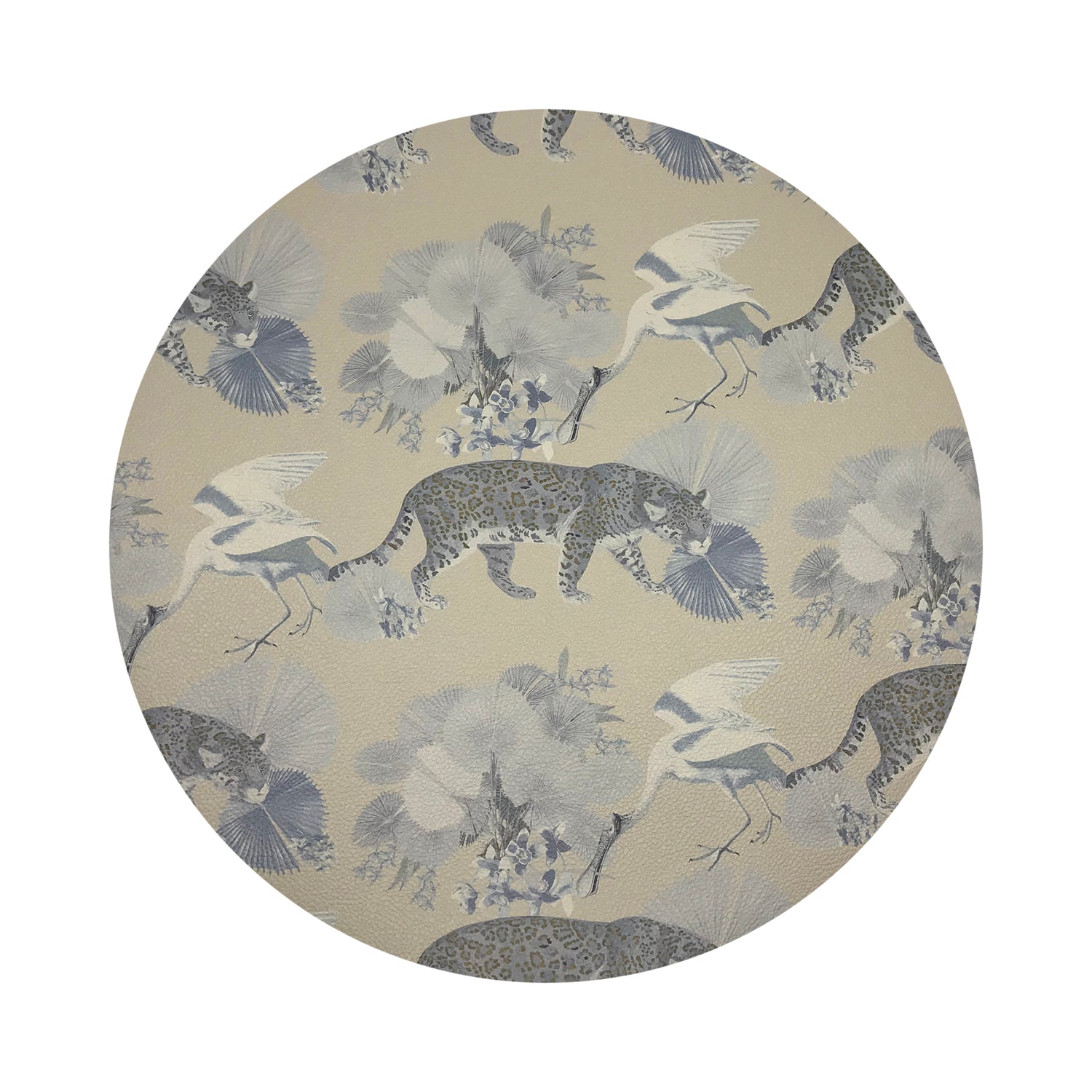 Leopard Walk Cream 16&quot; Round Pebble Placemats, Set of 4 - nicolettemayer.com
