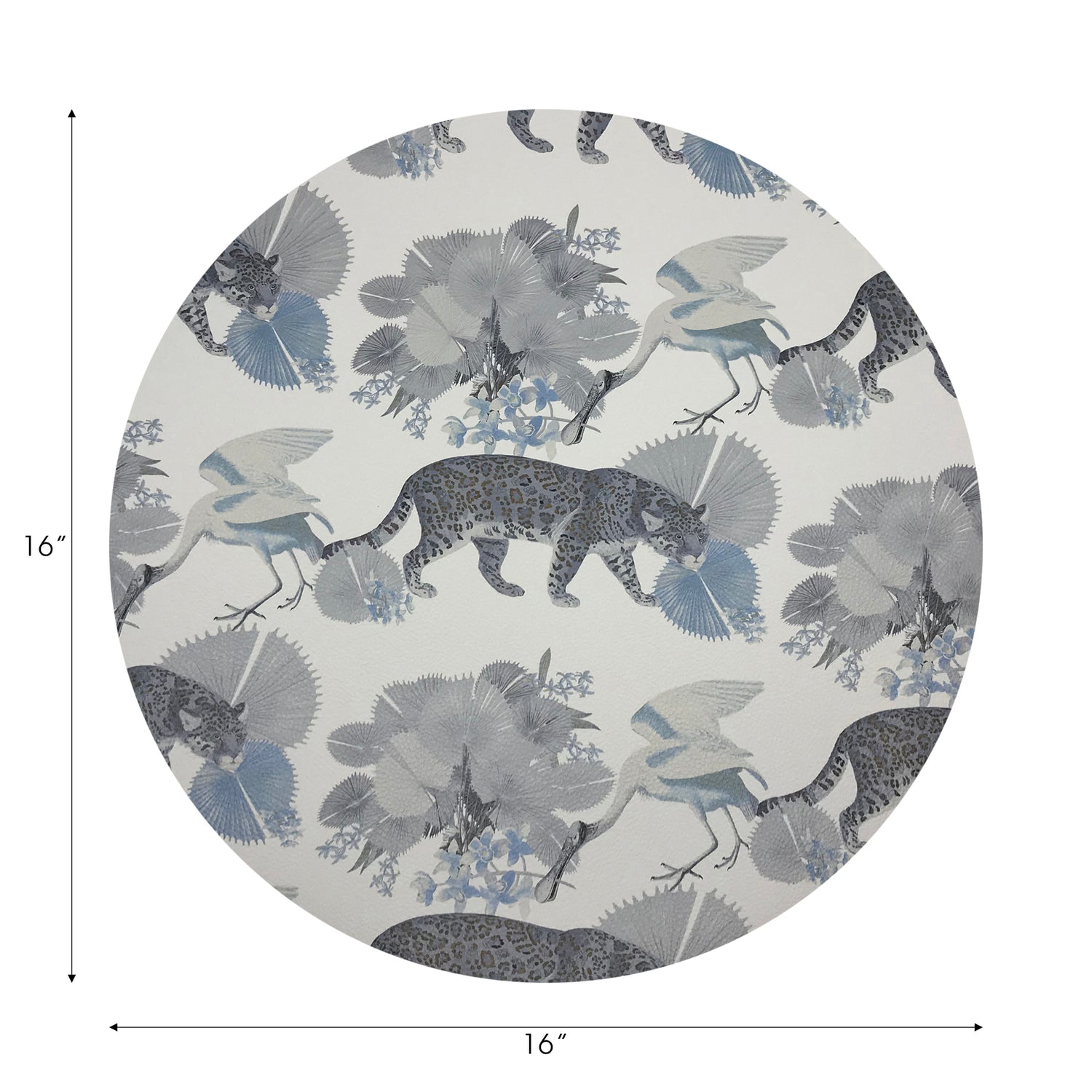 Leopard Walk Powder Vegan Leather Round Pebble Placemat
