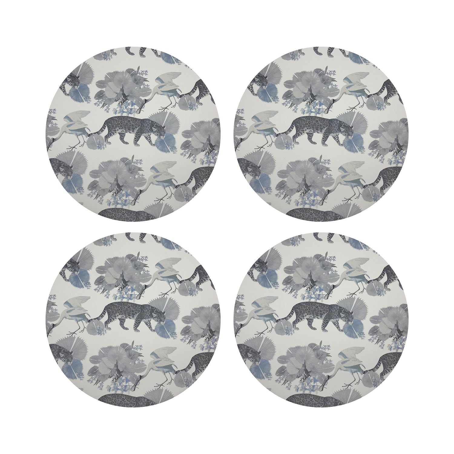 Leopard Walk Powder 16&quot; Round Pebble Placemats, Set of 4 - nicolettemayer.com
