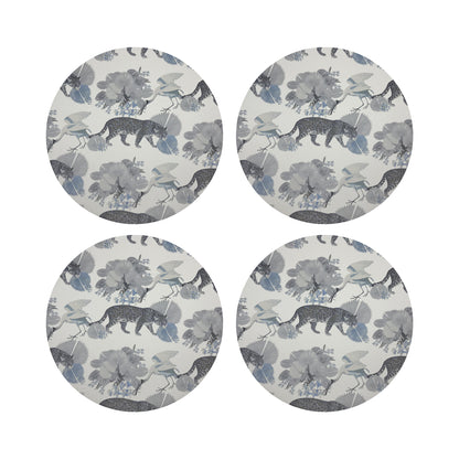 Leopard Walk Powder 16&quot; Round Pebble Placemats, Set of 4 - nicolettemayer.com
