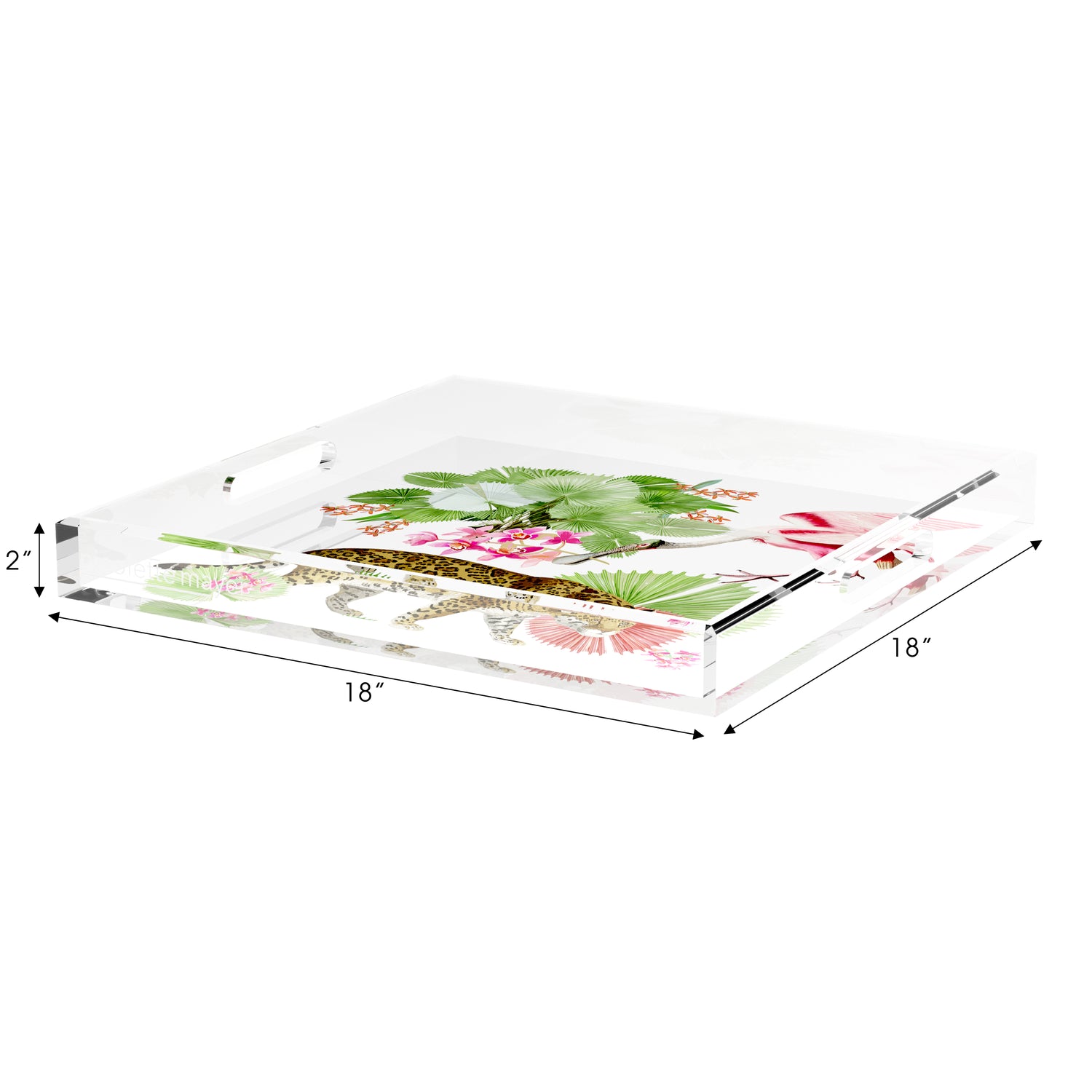 Leopard Walk Colorful 18X18 Acrylic Tray - nicolettemayer.com

