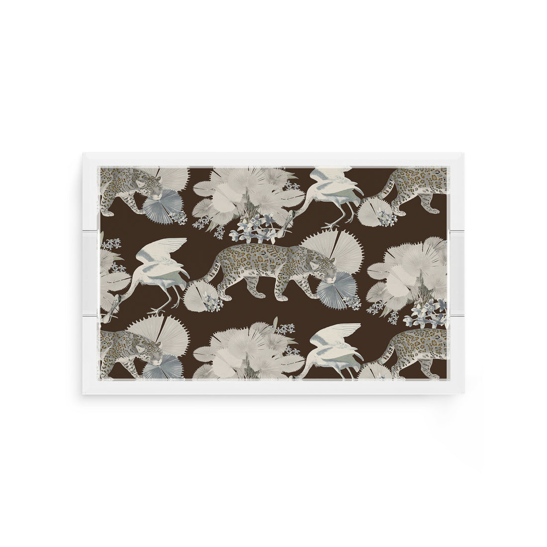Leopard Walk Chocolatte 12.5X7.75 Acrylic Tray - nicolettemayer.com
