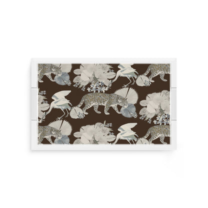 Leopard Walk Chocolatte 12.5X7.75 Acrylic Tray - nicolettemayer.com
