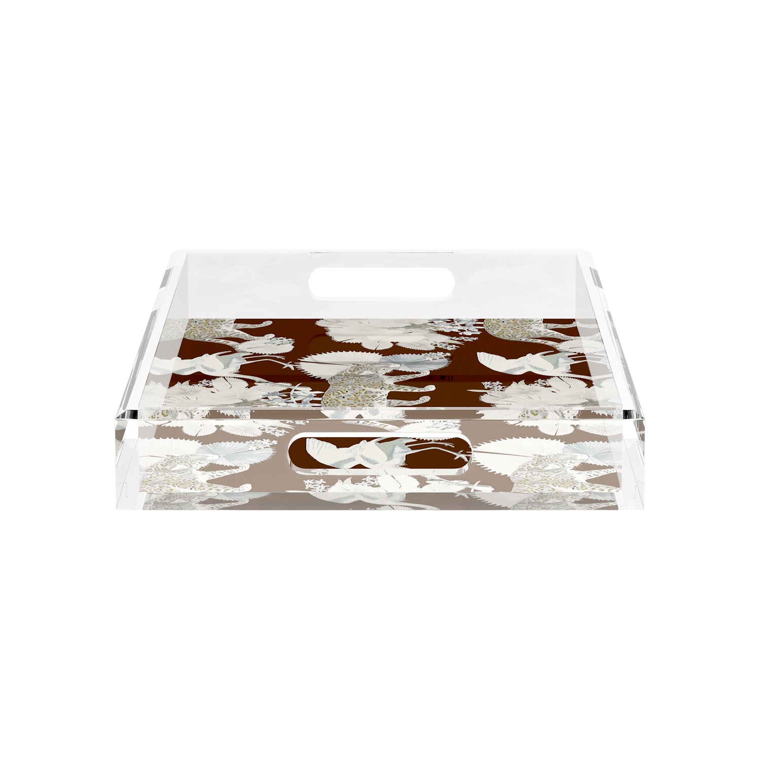 Leopard Walk Chocolatte 17X10.5 Acrylic Tray - nicolettemayer.com

