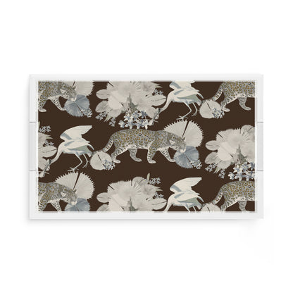 Leopard Walk Chocolatte 17X10.5 Acrylic Tray - nicolettemayer.com
