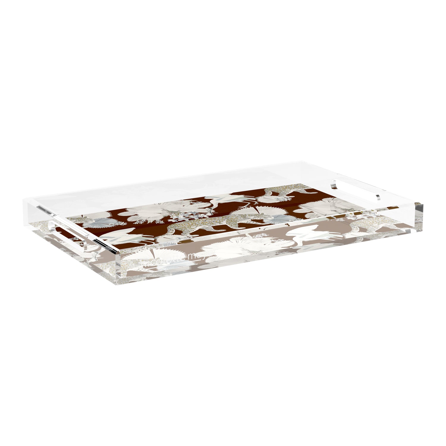 Leopard Walk Chocolatte 22.5X14.5 Acrylic Tray - nicolettemayer.com
