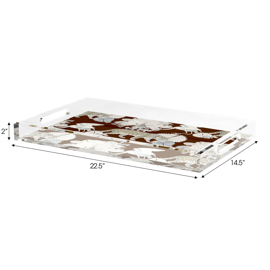 Leopard Walk Chocolatte 22.5X14.5 Acrylic Tray - nicolettemayer.com
