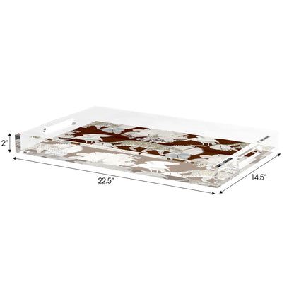Leopard Walk Chocolatte 22.5X14.5 Acrylic Tray - nicolettemayer.com
