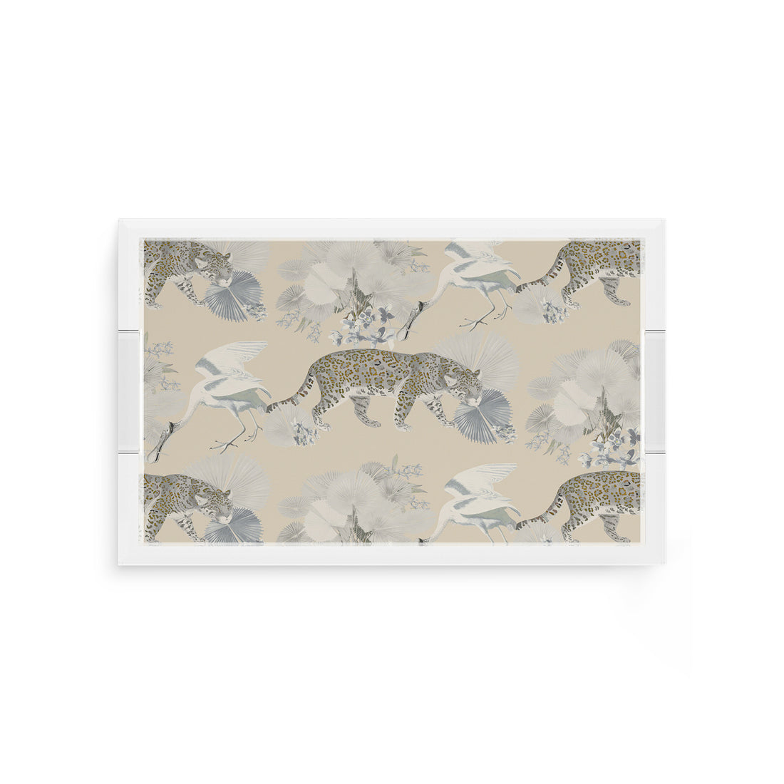 Leopard Walk Cream 12.5X7.75 Acrylic Tray - nicolettemayer.com
