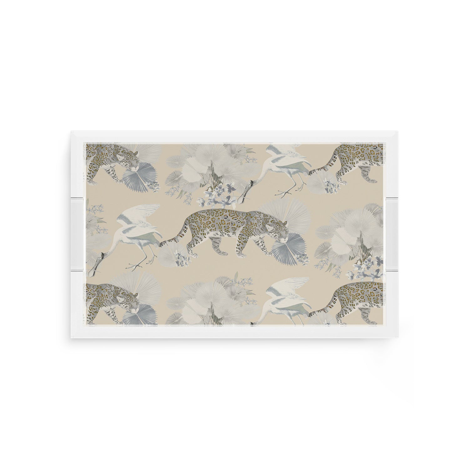 Leopard Walk Cream 12.5X7.75 Acrylic Tray - nicolettemayer.com
