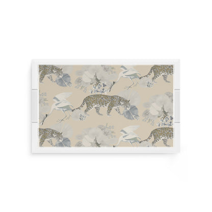 Leopard Walk Cream 12.5X7.75 Acrylic Tray - nicolettemayer.com
