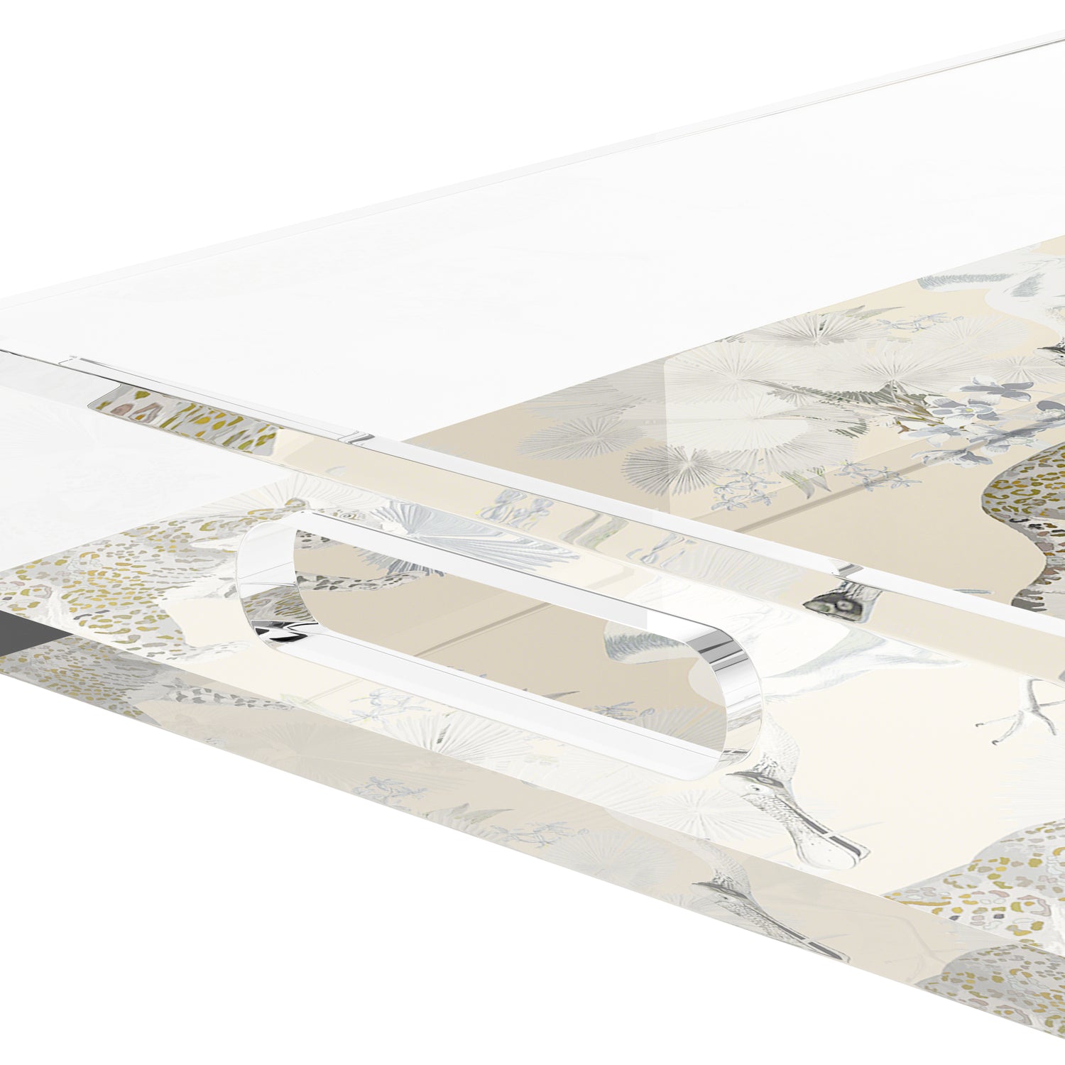 Leopard Walk Cream 12.5X7.75 Acrylic Tray - nicolettemayer.com
