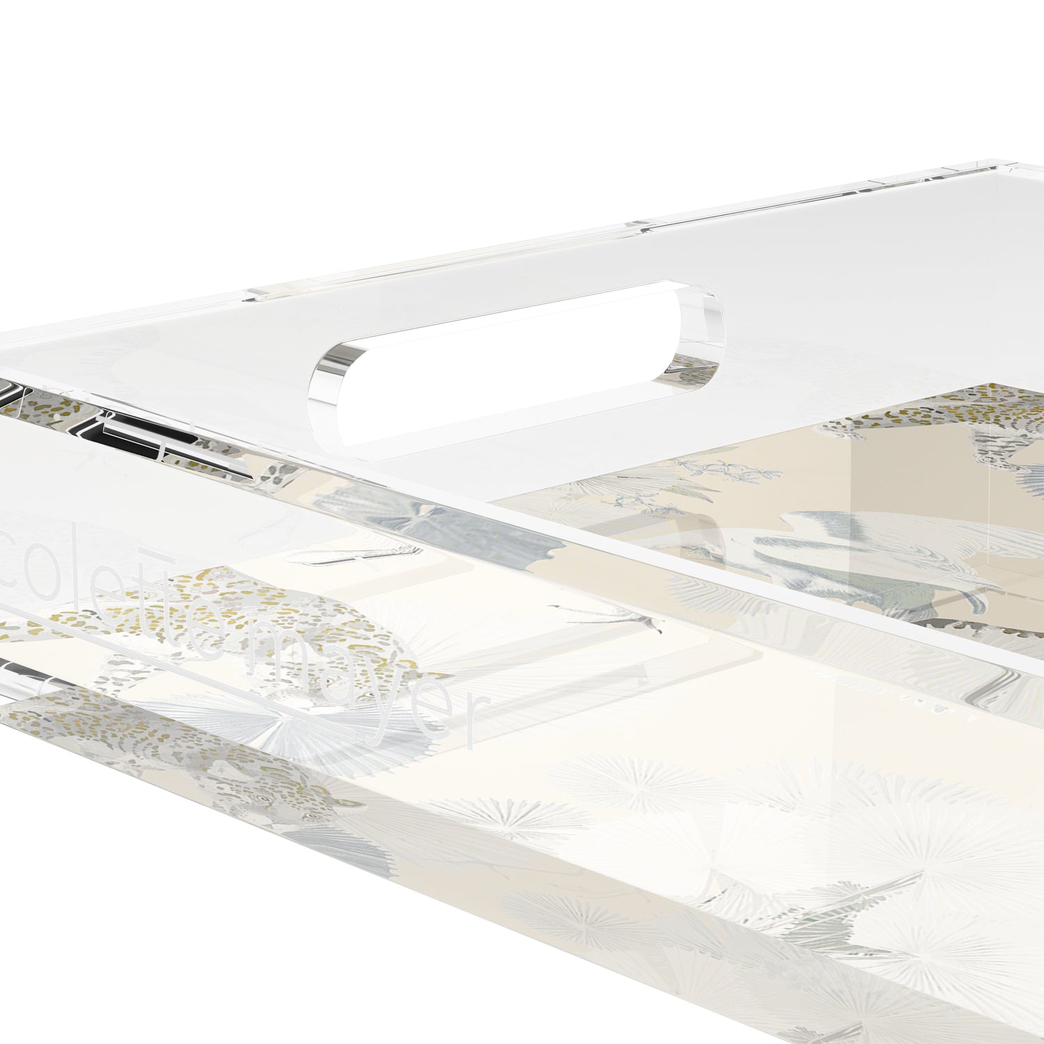 Leopard Walk Cream 12.5X7.75 Acrylic Tray - nicolettemayer.com
