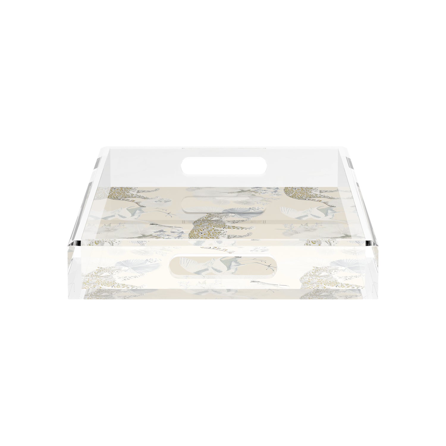 Leopard Walk Cream 17X10.5 Acrylic Tray - nicolettemayer.com
