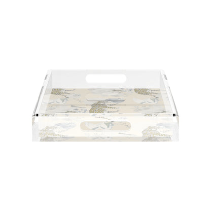 Leopard Walk Cream 17X10.5 Acrylic Tray - nicolettemayer.com
