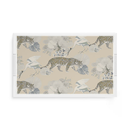 Leopard Walk Cream 17X10.5 Acrylic Tray - nicolettemayer.com
