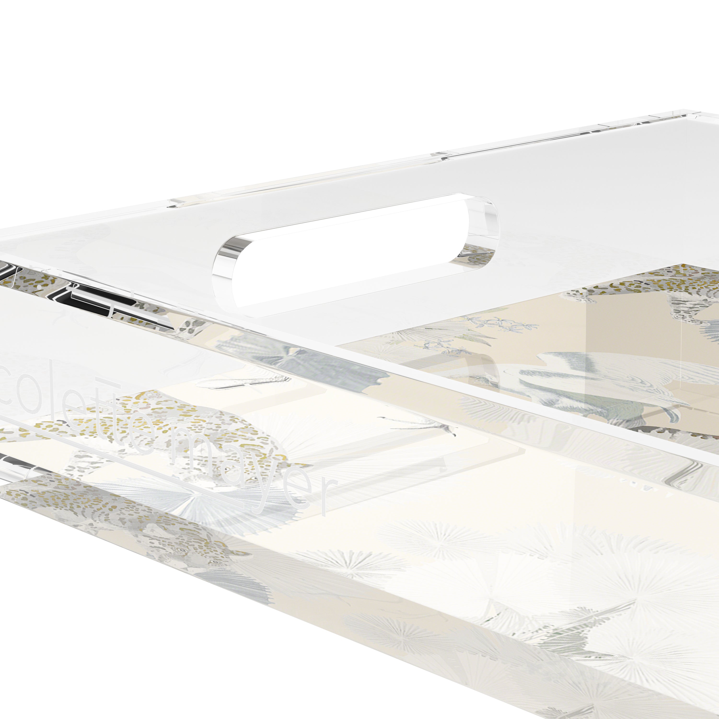 Leopard Walk Cream 17X10.5 Acrylic Tray - nicolettemayer.com
