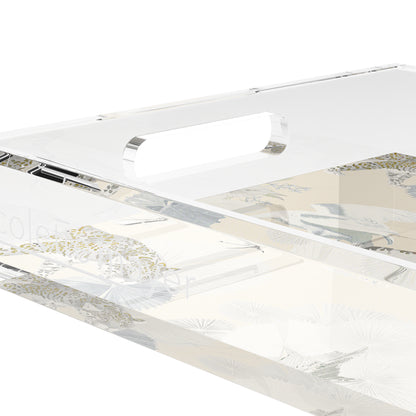 Leopard Walk Cream 17X10.5 Acrylic Tray - nicolettemayer.com
