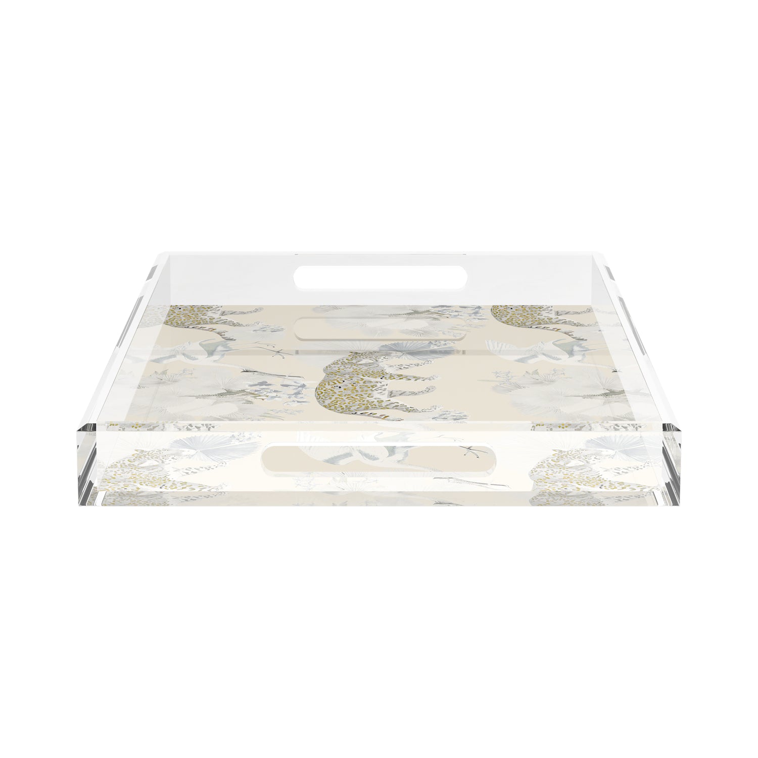 Leopard Walk Cream 22.5X14.5 Acrylic Tray - nicolettemayer.com

