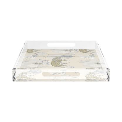 Leopard Walk Cream 22.5X14.5 Acrylic Tray - nicolettemayer.com
