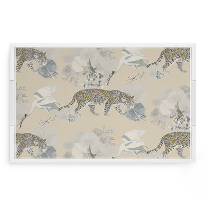 Leopard Walk Cream 22.5X14.5 Acrylic Tray - nicolettemayer.com

