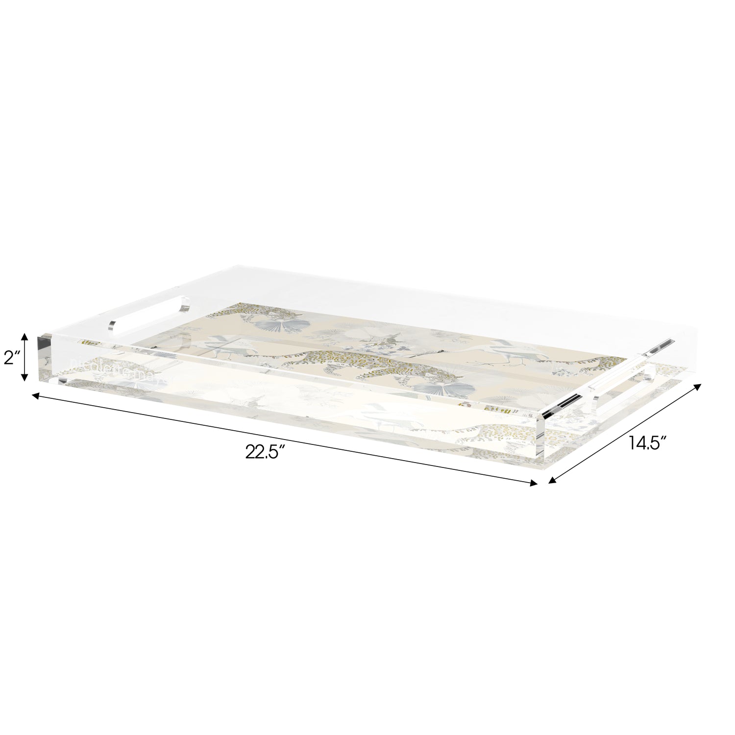Leopard Walk Cream 22.5X14.5 Acrylic Tray - nicolettemayer.com
