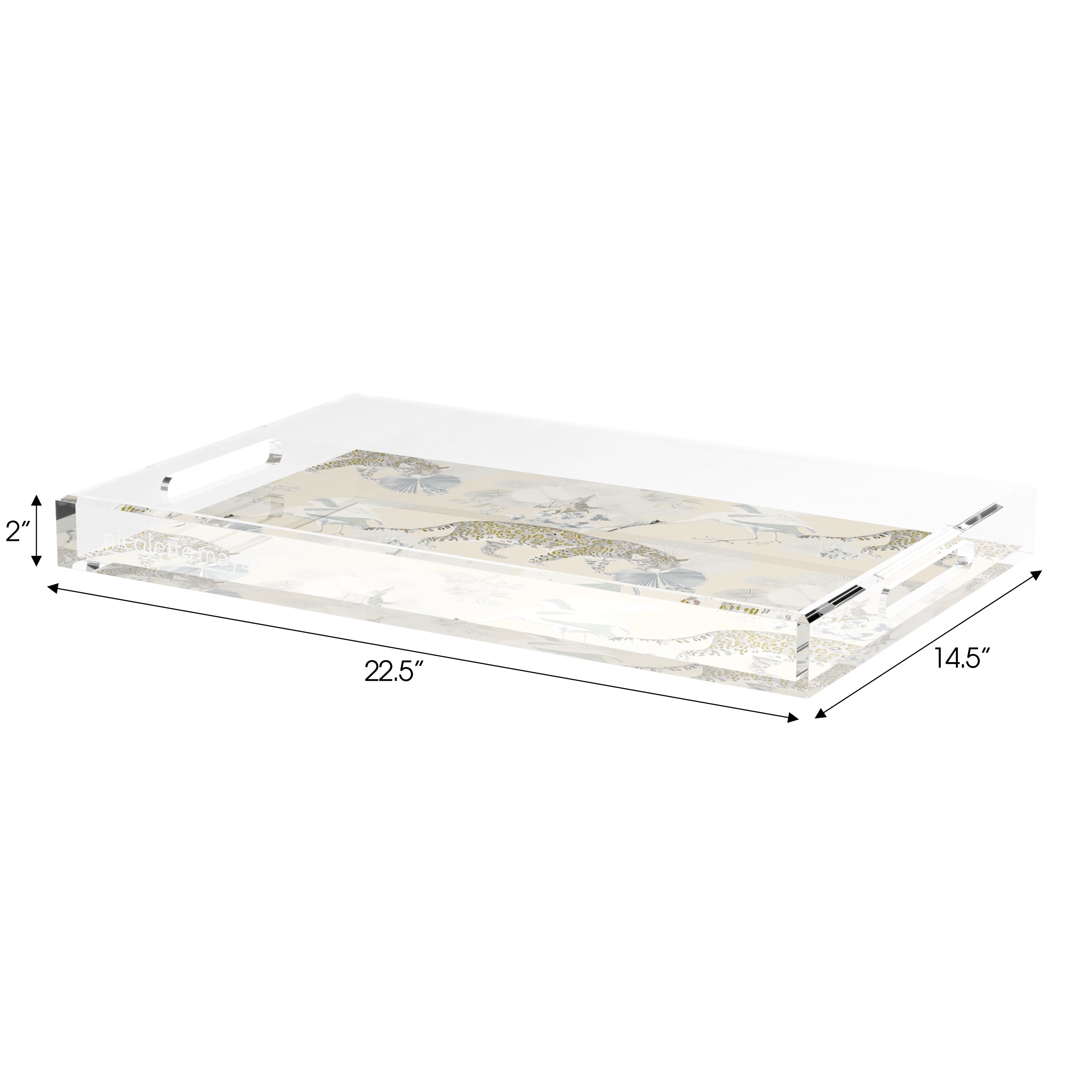 Leopard Walk Cream 22.5X14.5 Acrylic Tray - nicolettemayer.com
