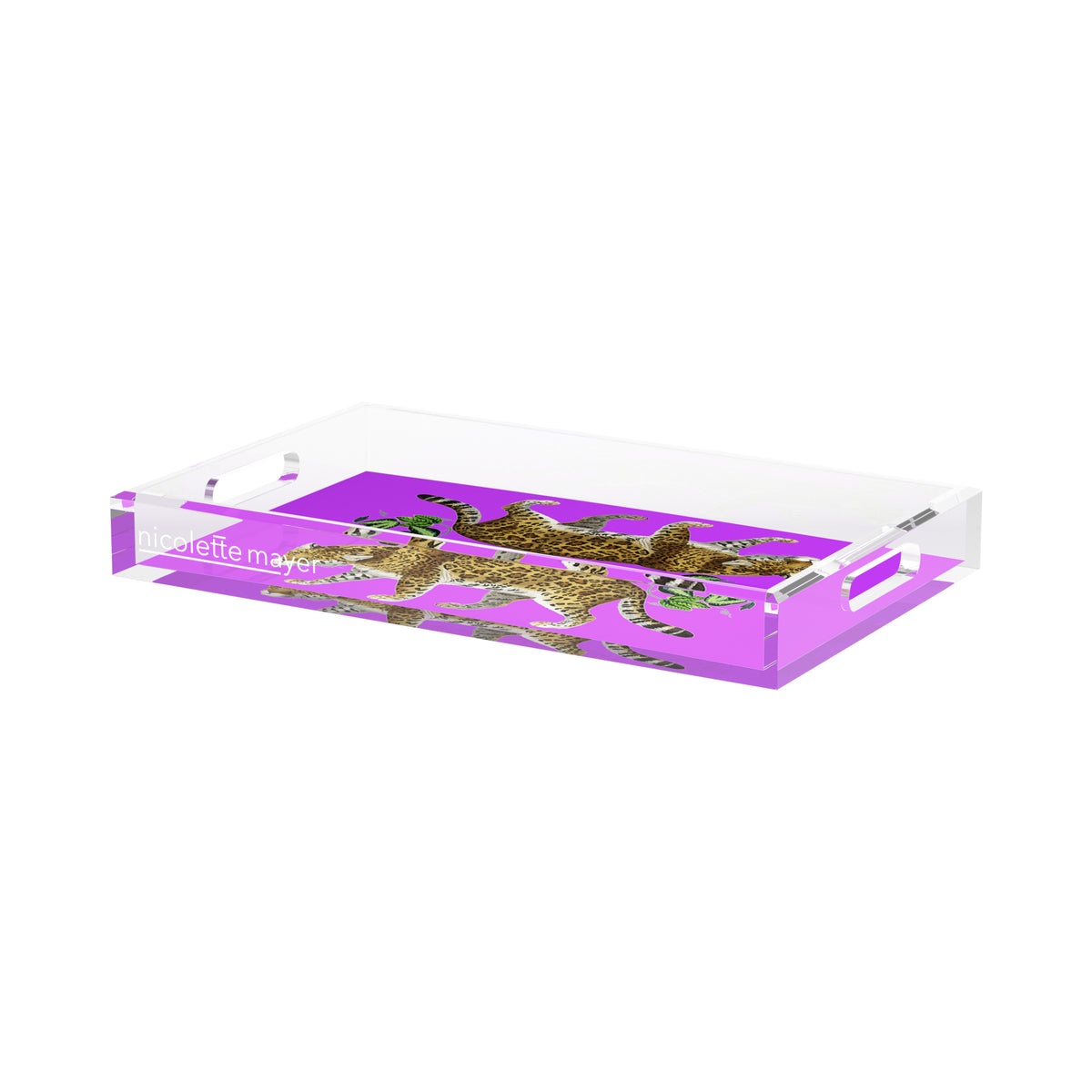 Leopard Seeing Double Acrylic Rectangle Decorative Tray, by Nicolette Mayer 