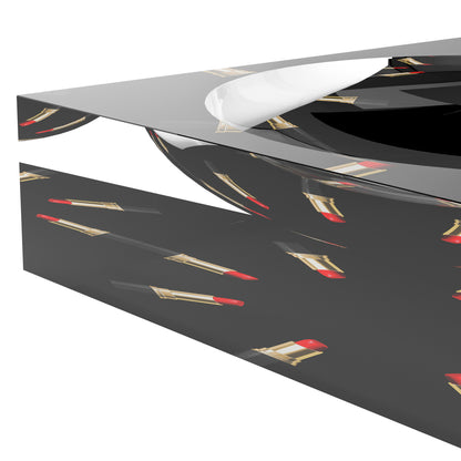 Lipstick Black Round Acrylic Candy Catchall Dish, by Nicolette Mayer