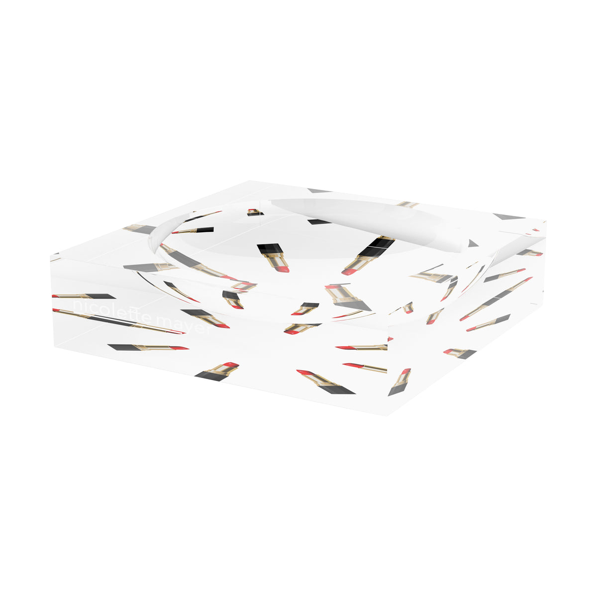 Lipstick White Round Acrylic Candy Catchall Dish, by Nicolette Mayer