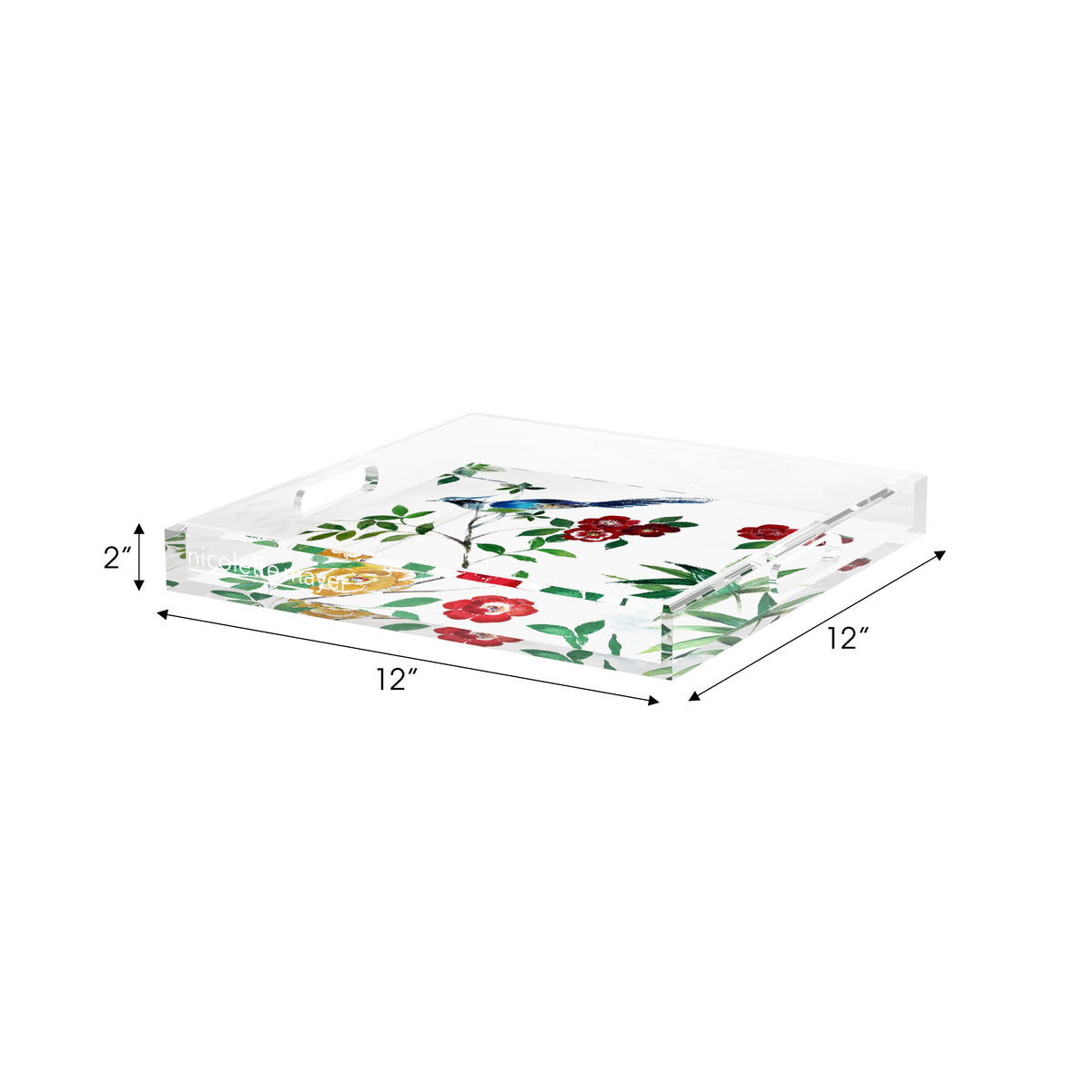 Lost Pavillion Floral No5 Acrylic Decorative Tray, 12 x 12 in. by Nicolette Mayer 