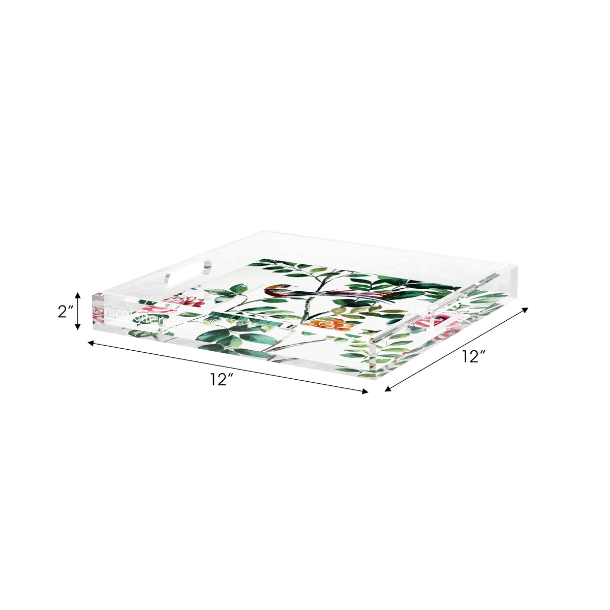 Lost Pavillion Floral No6 Acrylic Decorative Tray, 12 x 12 in. by Nicolette Mayer 