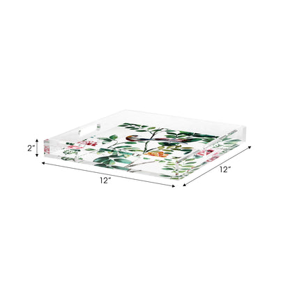 Lost Pavillion Floral No6 Acrylic Decorative Tray, 12 x 12 in. by Nicolette Mayer 