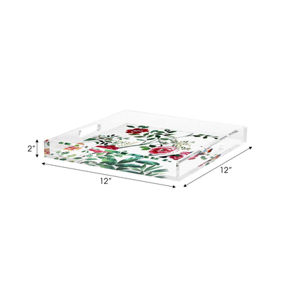 Lost Pavillion Floral No8 Acrylic Decorative Tray, 12 x 12 in. by Nicolette Mayer 