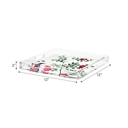 Lost Pavillion Floral No9 Acrylic Decorative Tray, 12 x 12 in. by Nicolette Mayer 
