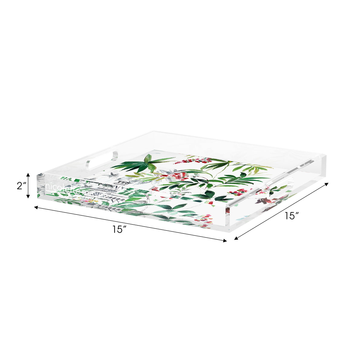 Lost Pavillion Floral No12 Acrylic Decorative Tray, 15 x 15 in. by Nicolette Mayer 