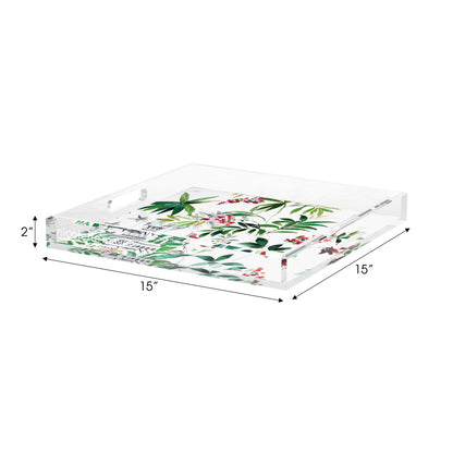 Lost Pavillion Floral No12 Acrylic Decorative Tray, 15 x 15 in. by Nicolette Mayer 
